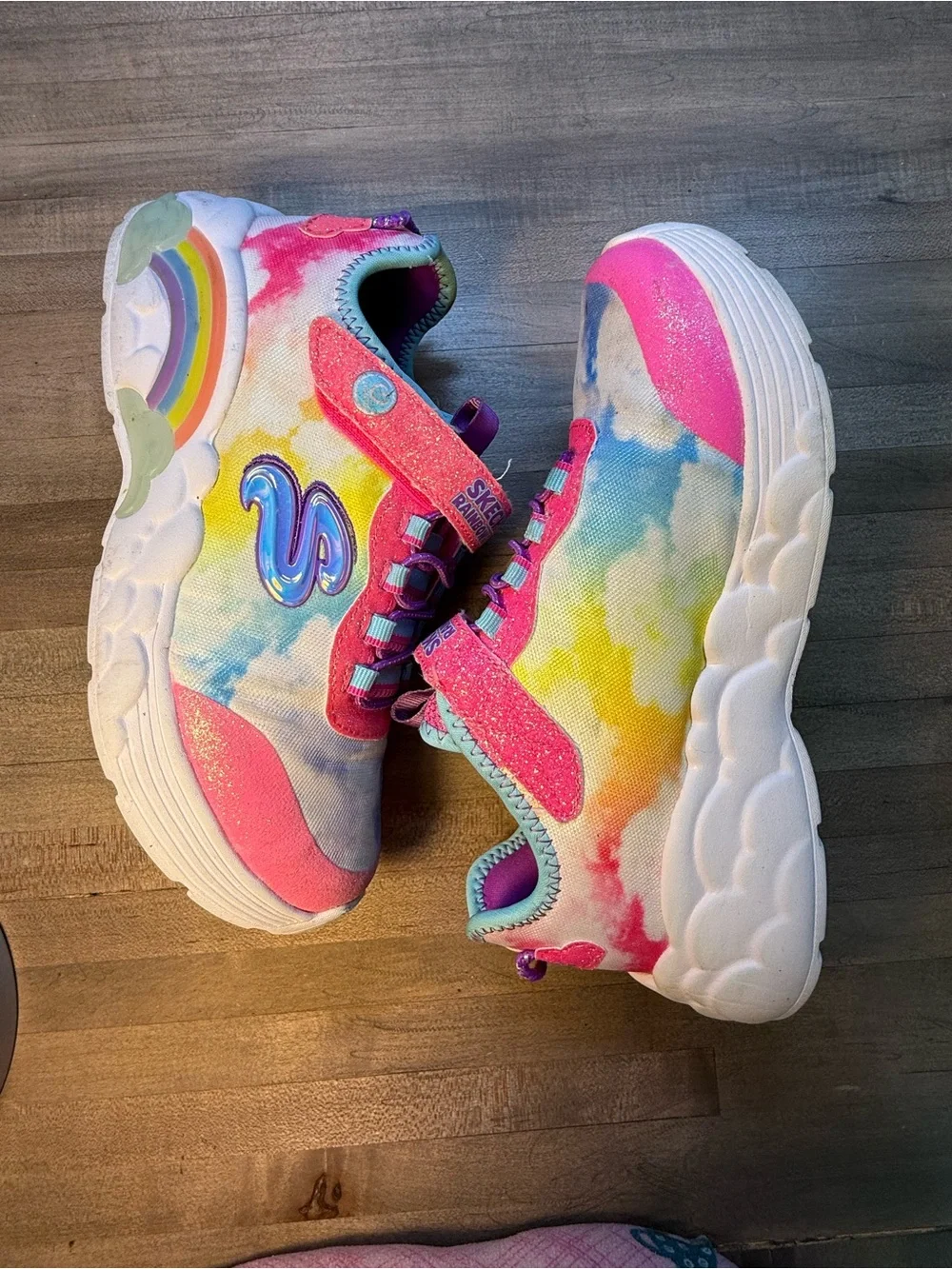 Skechers Rainbow Racer Girls Sneakers Size 2 Air-Cooled Memory Foam (Sh2/cp)